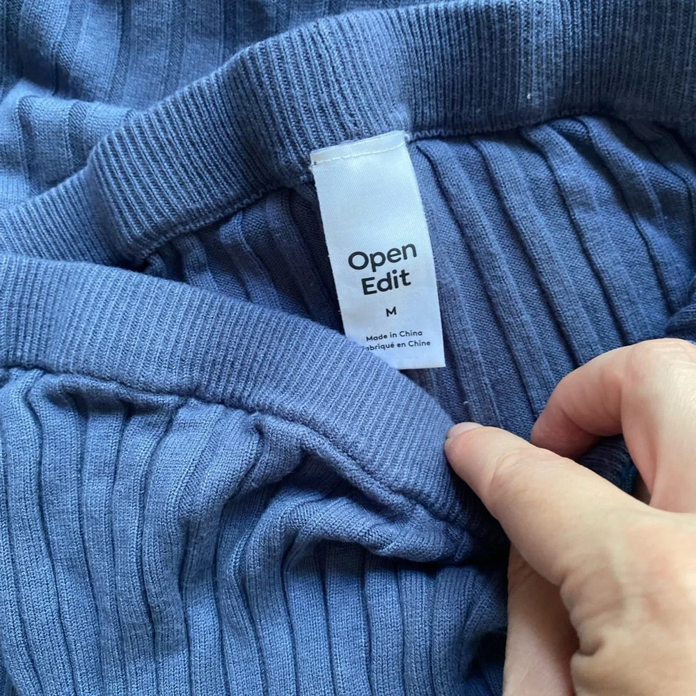 đź§µOpen Edit Ribbed Set in Blue Shadow cardigan and pants M - Picture 7 of 8